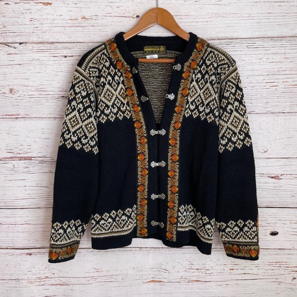 Nordstrikk fair isle vintage Norwegian wool cardigan sweater - Picture 1 of 7